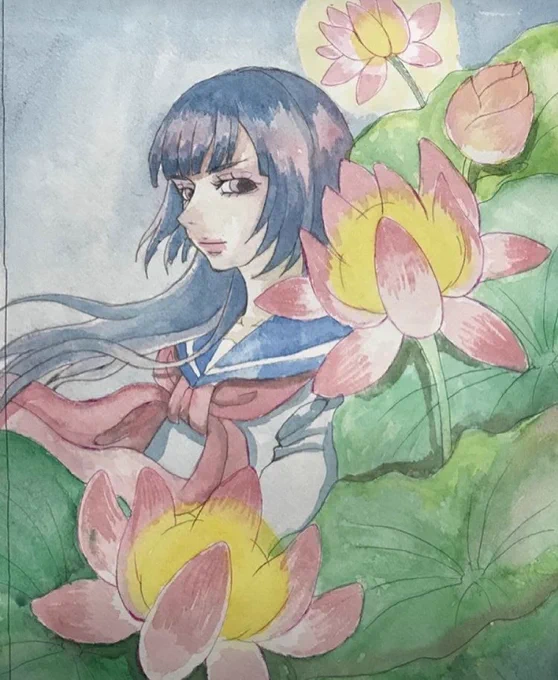 少し前のアナログイラスト。#透明水彩 #イラスト 