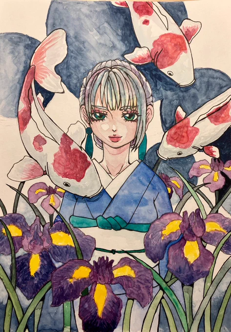 少し前のアナログイラスト。#透明水彩 #イラスト 