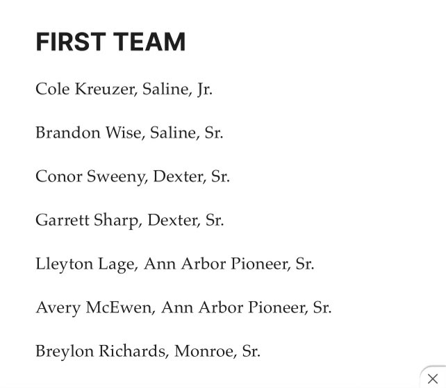 Blessed to receive SEC Red First Team along with many of my teammates. @SalineHSBaseball <a href="/al_zeiher/">Al Zeiher</a>