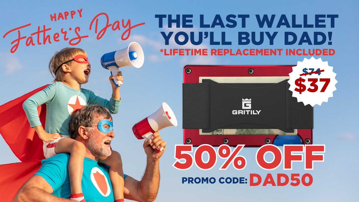 TeamGritily's tweet photo. The last wallet you’ll ever buy Dad! 50% off with promo DAD50. Lifetime replacement included. 100% no risk trial. #EmbraceYourGrit

https://t.co/vvpeocMRmP https://t.co/LNpliN5Gh0