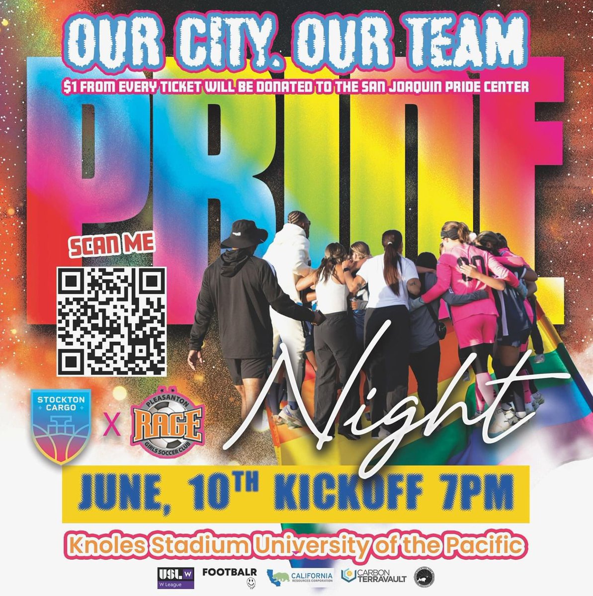 letsgo_cargo's tweet image. 6 DAYS AWAY! Join the Stockton Cargo SC 👱‍♀️⚽️ on Monday for their Pride Night 🏳️‍🌈🏳️‍⚧️! 

$1 from every ticket will benefit the San Joaquin Pride Center. Get your tickets 👉 Stocktonsc.com/tickets

#lgbtqia #lgbtqcommunity #visitstockton