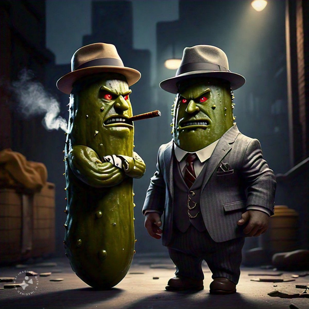 I asked AI to show me Mobsters but as pickles and now I’m going to have an absolutely ridiculous dream tonight.