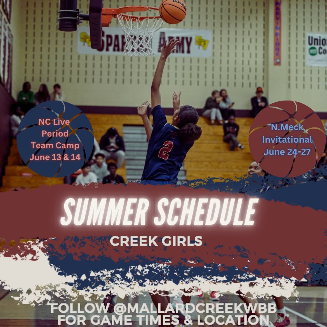 CreekGirlsBB's tweet photo. Creek Girls are Back Together👏🏾
June Schedule Drop⬇️
#creeklife #summer #forCJ 

24-25 Szn loading 🔋🔋🔋 https://t.co/nIzUIPHlv5
