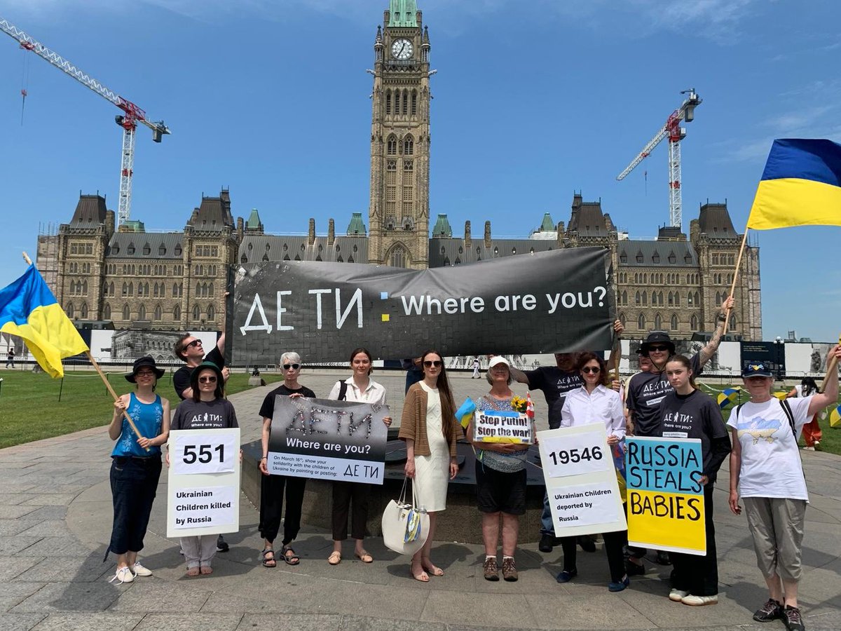 detyproject's tweet photo. Nobel Peace Prize Laureate 2022, Oleksandra Matviichuk joins the activists of #DeTyProject who organized an improvised exhibit dedicated to Ukrainian children killed and forcibly displaced by the russian invasion during her visit to Canada's Parliament on June 4 #DeTyWhereAreYou https://t.co/ITGpWT5epJ