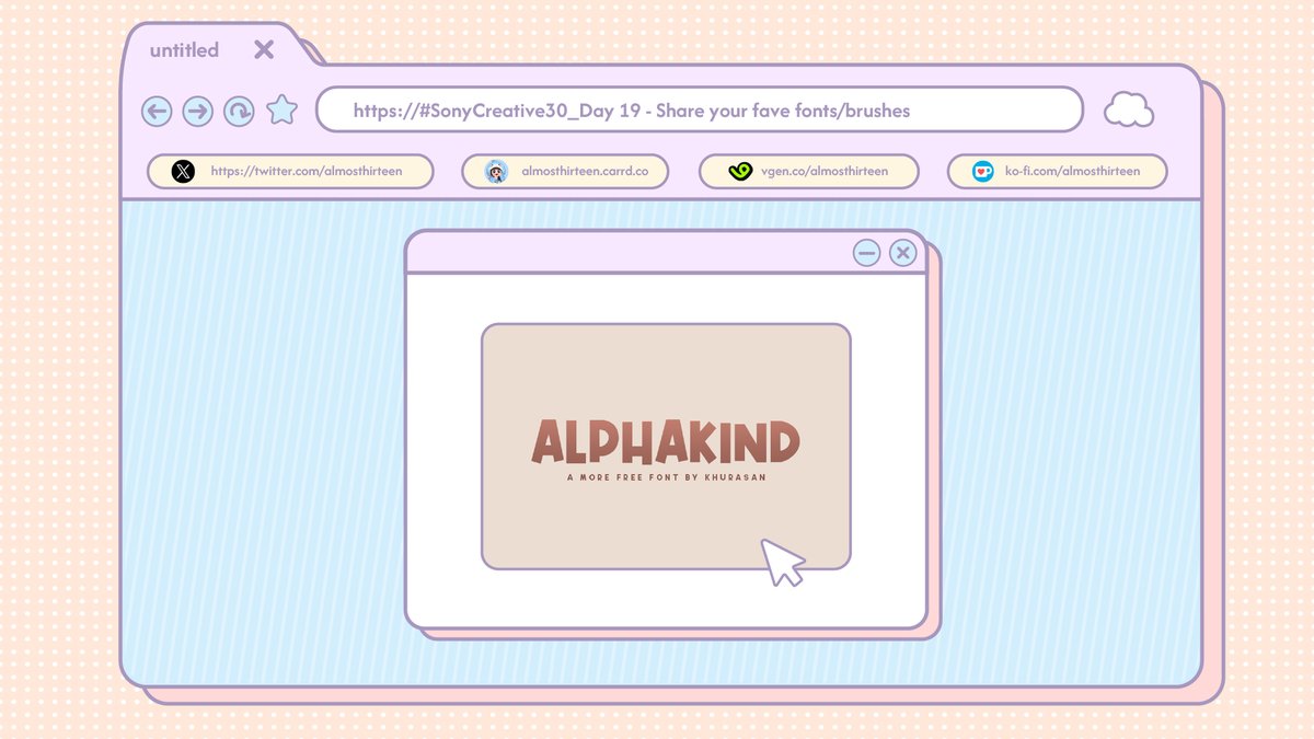 almosthirteen's tweet photo. It’s Day-19 of #SonyCreative30
This is one of my fav font !✨
Shout out to the creator who create this font !!
It’s giving a cute and fun vibes 😆 https://t.co/a6t1lxmRvk