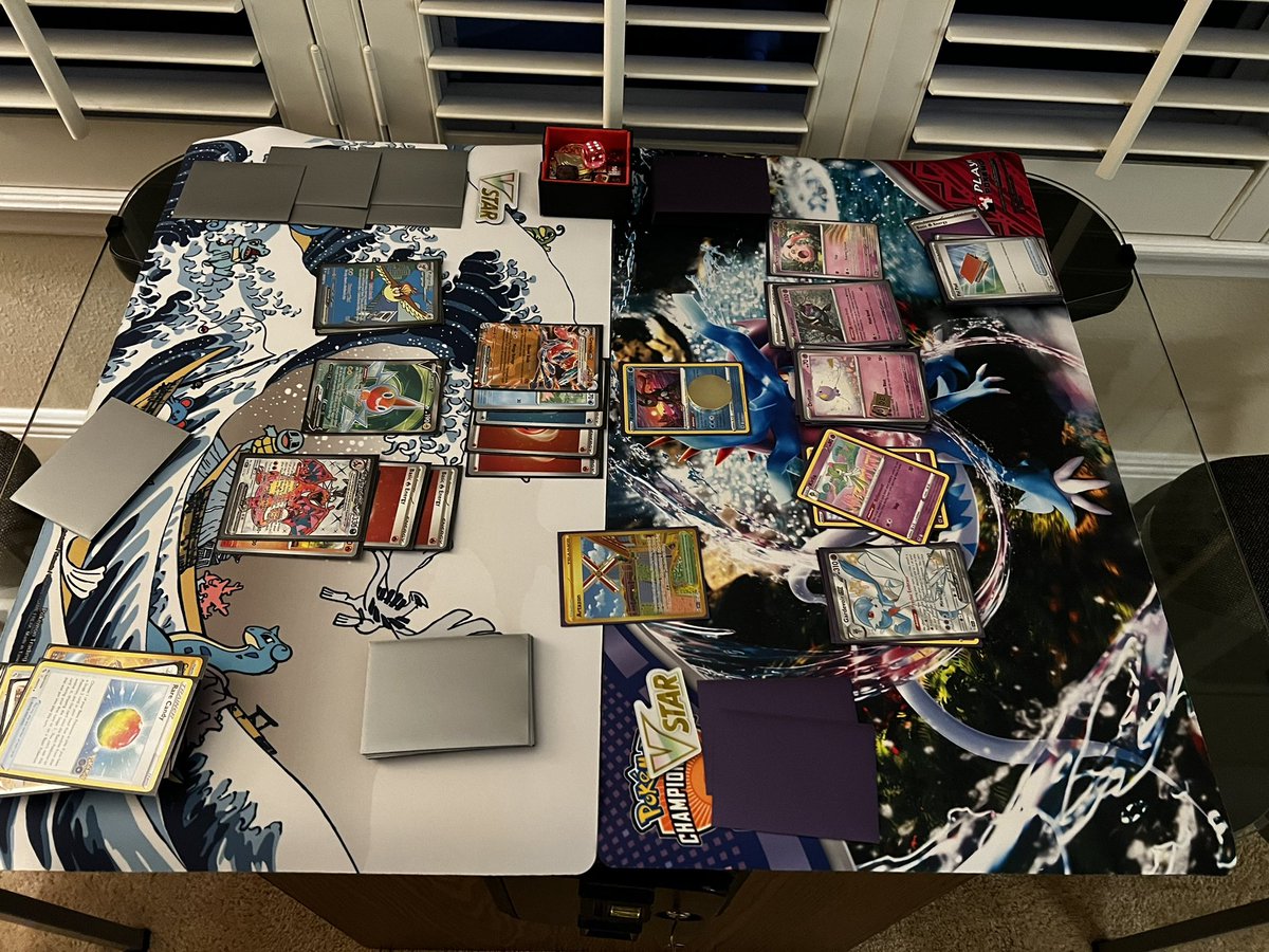 ThePlanter1229's tweet photo. This is how I’m currently killing time while waiting for Destiny 2 servers to straighten out (hopefully). Surprisingly, this Zard/Ninja deck can get some crazy combos off. #Destiny2 #TheFinalShape #PokemonTCG #Charizard https://t.co/nqJSV7BUK9