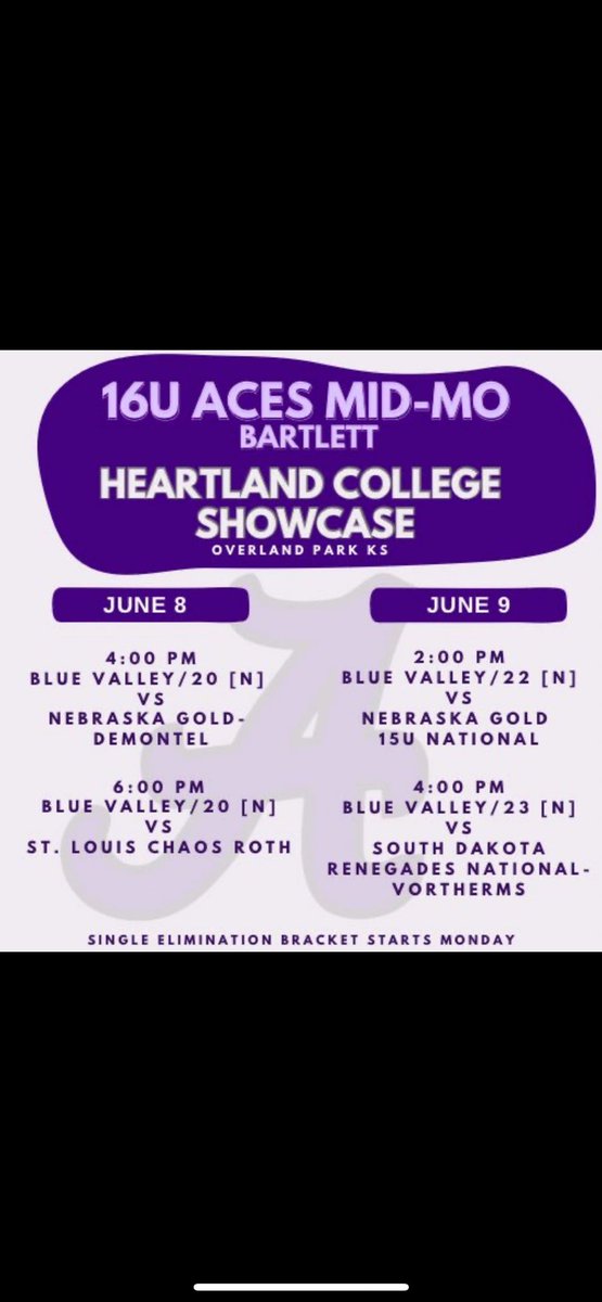 Ready to hit the dirt with my team in KC! Looking forward to being together🥎🥎
<a href="/tbartlett76/">Taylor Bartlett</a> <a href="/AcesFPMidMO/">Aces Fastpitch (Mid-MO)</a> <a href="/madi_norman22/">Madi Gerlach (Norman)</a>