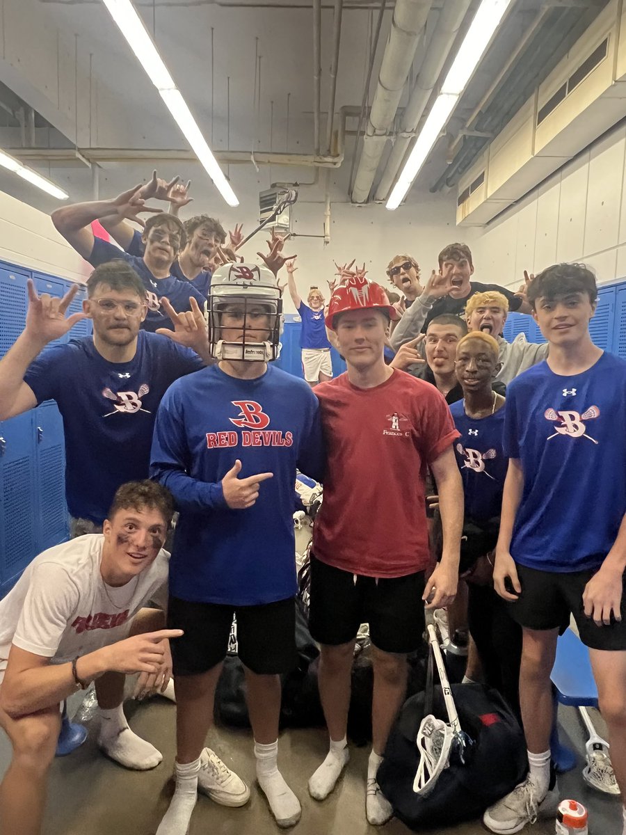 BHSreddevilslax's tweet photo. Pick up the Sweet16 W, 9-6 over Dracut. The boys avenge one of their only 4 losses from the regular season when it mattered the most. Advance to the elite 8 for the first time in program history. QM w/ bucket JK w/ HH. @BHSRedDevils @CoachDoyleLax @CoachDots @nweitzer7 @BConn63 https://t.co/eTiYIedzAO