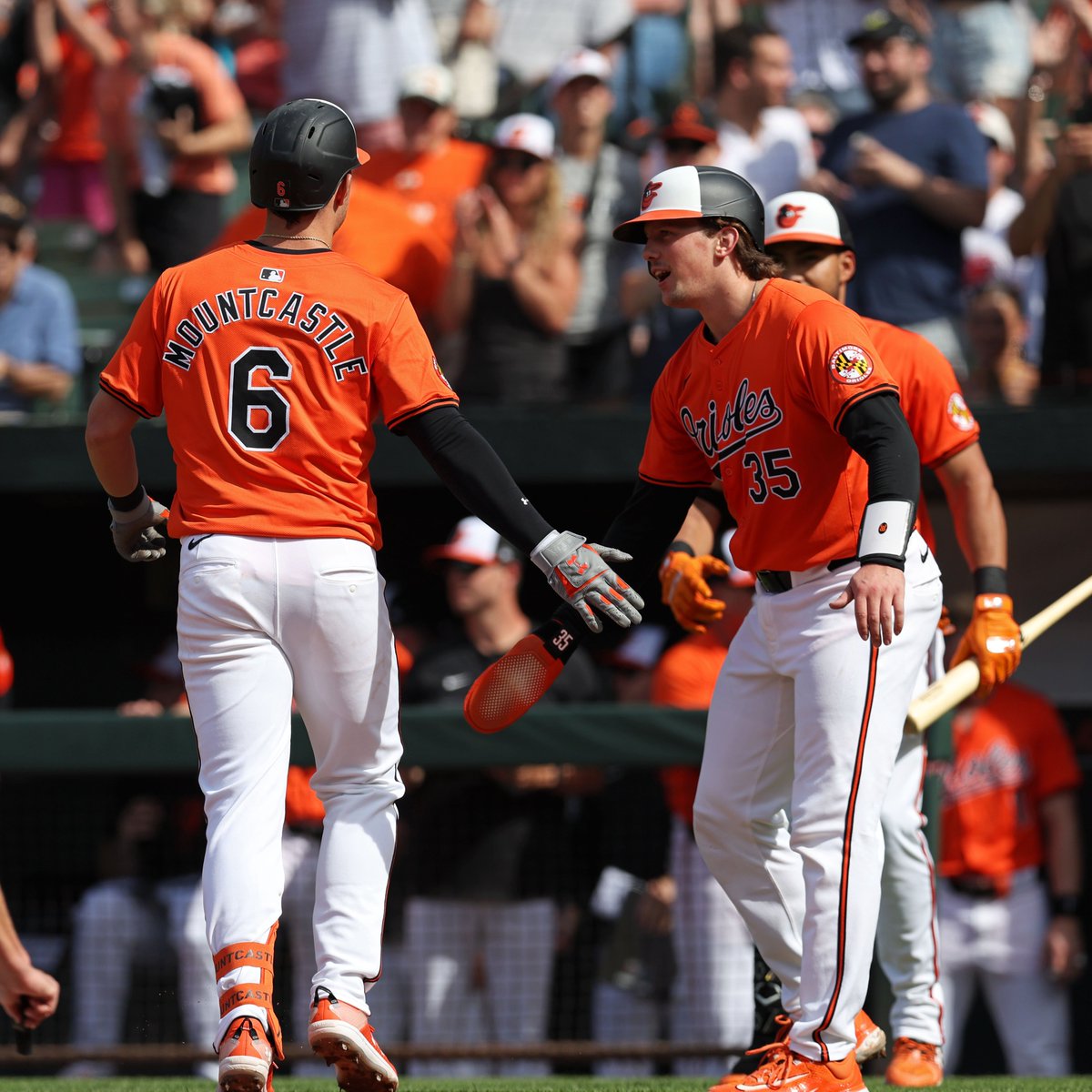 BirdlandInsider's tweet image. The Orioles are the first team in Major League Baseball this year to have four players with 10+ home runs (Henderson, Rutschman, Santander, Mountcastle).