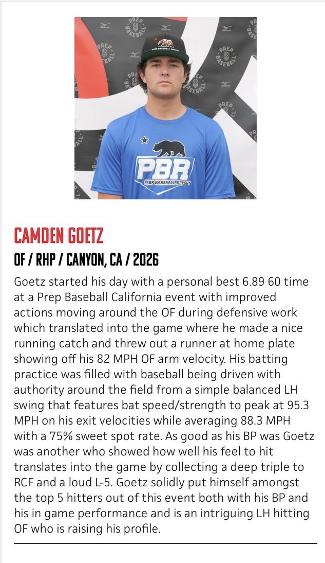 Thank you for the write up, had a great time out there <a href="/LesLukach/">𝐋𝐞𝐬 𝐋𝐮𝐤𝐚𝐜𝐡</a> <a href="/PrepBaseballCA/">PREP BASEBALL CALIFORNIA</a> <a href="/canyonbaseball/">Canyon Baseball</a> <a href="/SoCalBirds/">So Cal Birds (Baseball Training Academy)</a> <a href="/hardy03bsbl/">Steven Hardesty</a>