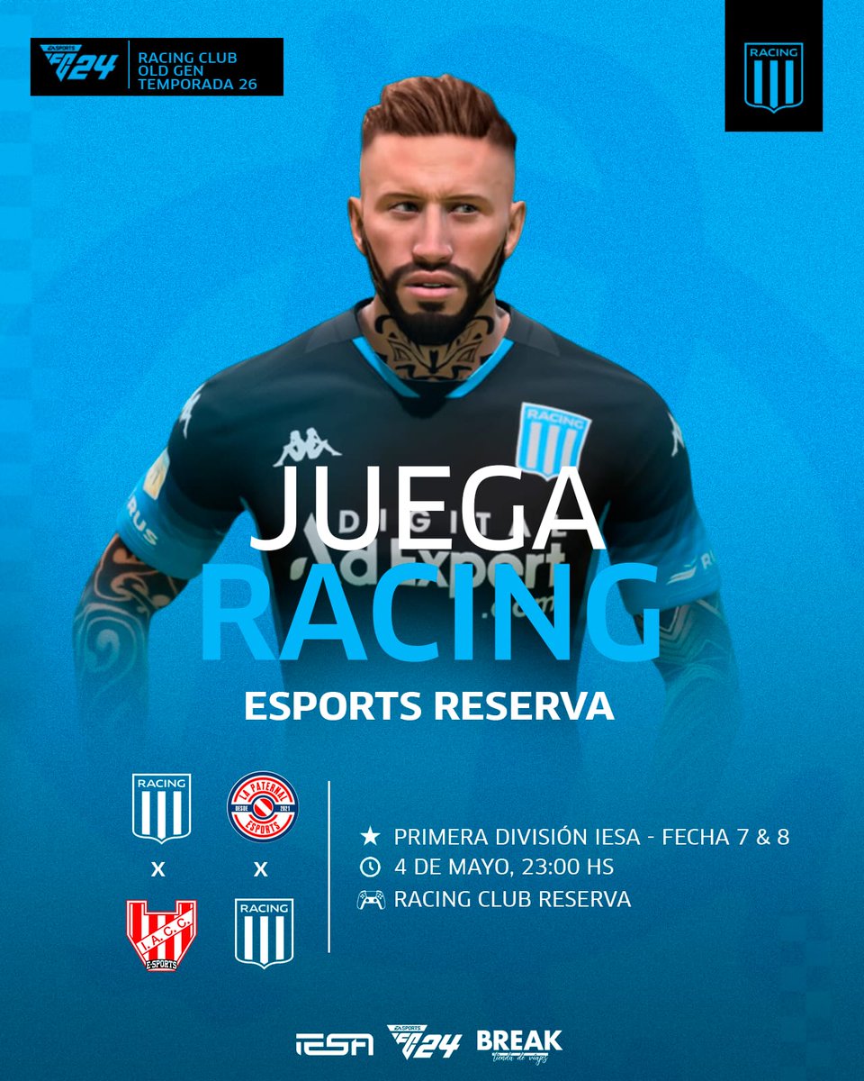 𝗙𝗲𝗰𝗵𝗮𝘀 𝟳 𝘆 𝟴 "𝗟𝗶𝗴𝗮 𝗜𝗘𝗦𝗔" 🏆

El día de hoy la "Liga IESA" y tiene los  encuentros por las fechas 7 y 8 del campeonato.

#VamosRacing 🎓