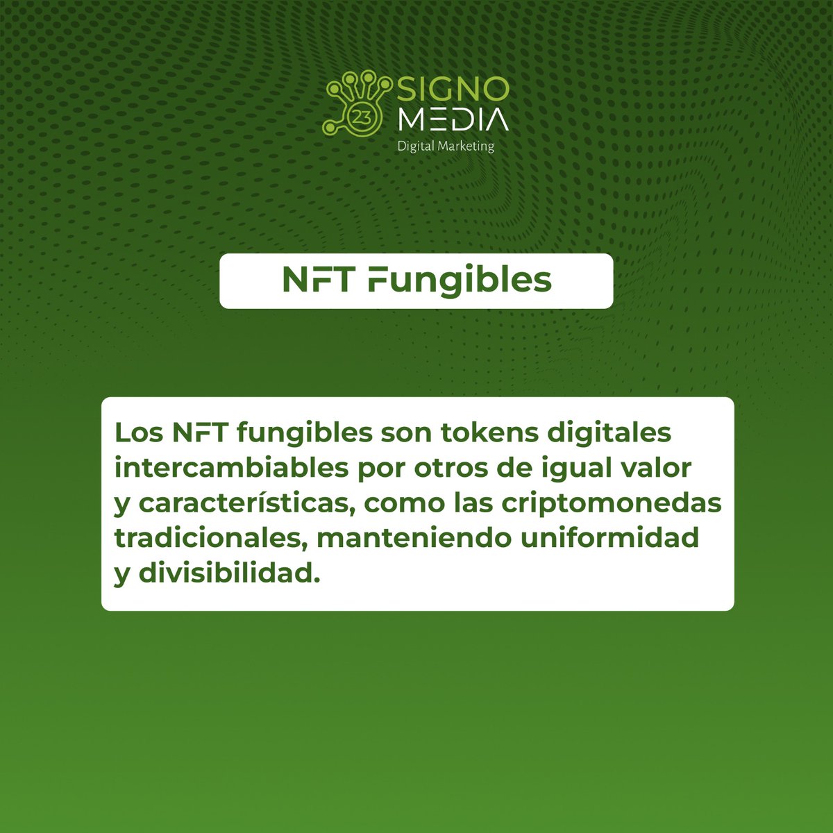 SignoMedia's tweet photo. ¿Conocías los NFTs? 🌐✨ Los NFTs, o tokens no fungibles, están revolucionando el mundo digital. ¡Descubre los tipos de NFTs aqui! 

#marketingdigital #tokens #nfts https://t.co/Vbw5h3G8uu