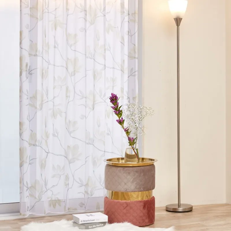 【未使用品♬最終値下げ！】エレガントな花柄カーテン♡ 遮光2級・遮熱カーテン(下部絵羽 花柄カーテン9318 100X220X2