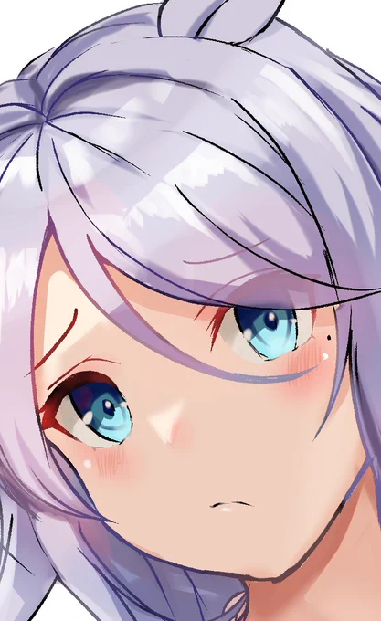 今回の海風イラストは 公式通りに半目隠し。 この表現って、難しそうだけど やり方分かれば結構簡単