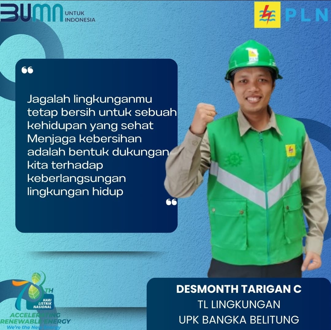 PLNBabel's tweet photo. Safety Quote - Rabu, 05 Juni 2024
"Jagalah lingkunganmu tetap bersih untuk sebuah kehidupan yang sehat. Menjaga kebersihan adalah bentuk dukungan kita terhadap keberlangsungan lingkungan hidup"
#plnuiwbabel #safetyquotes #zeroharmzeroloss #PLNUntukIndonesia https://t.co/yoJ1HwOeSb