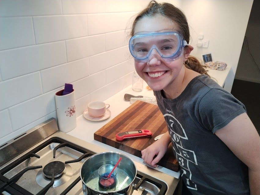 ClaytonFopp's tweet photo. Making crystals with the 12 year old! Lifetime memories made while sciencing!  #womeninSTEM #science #dontspillthebluestuffonthekitchenbench https://t.co/KryUk6bl16