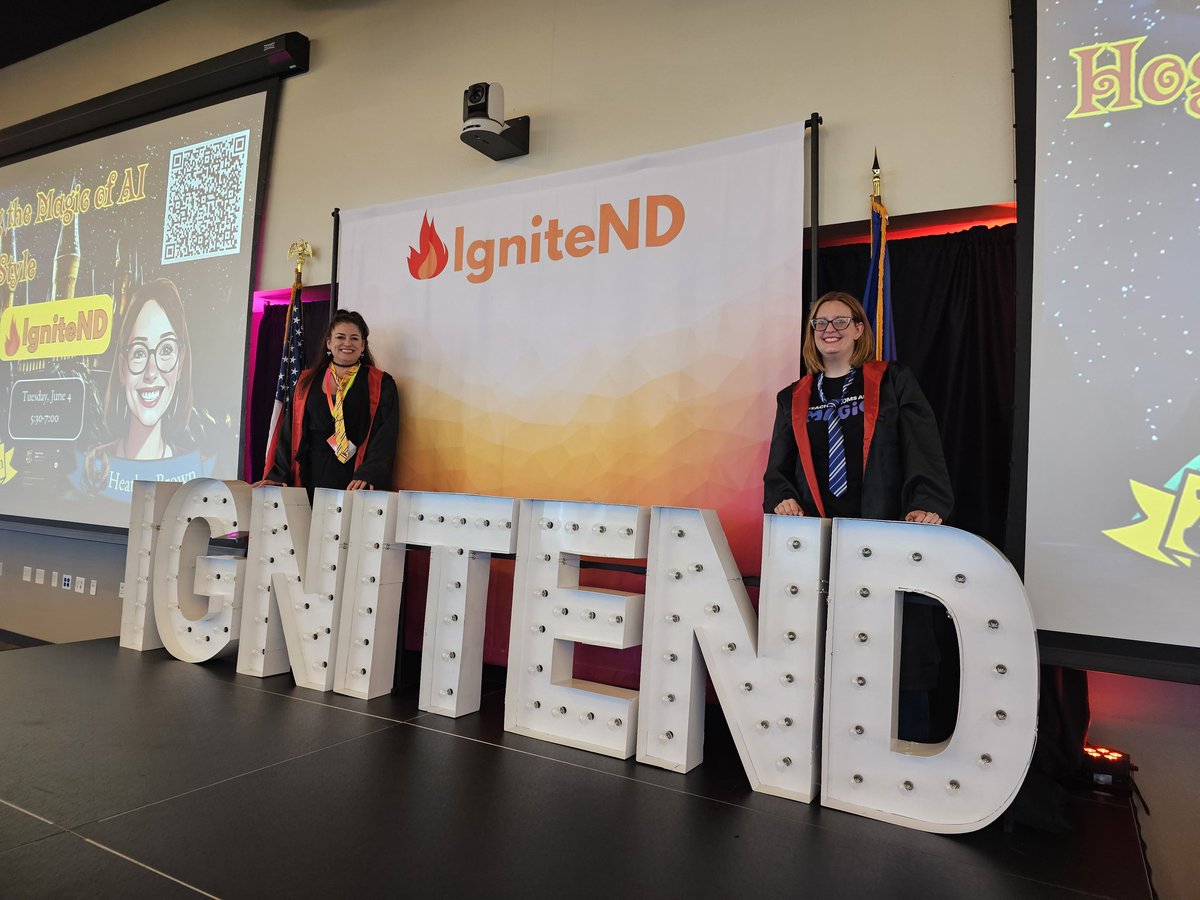 browniesedbites's tweet photo. I couldn't have asked for a better co-presenter for our evening keynote at #igniteND than @GreenScreenGal! The people at this conference have been absolutely amazing! Special shout-out to @ClassLink for sponsoring our session! https://t.co/iJoZRGCyn8
