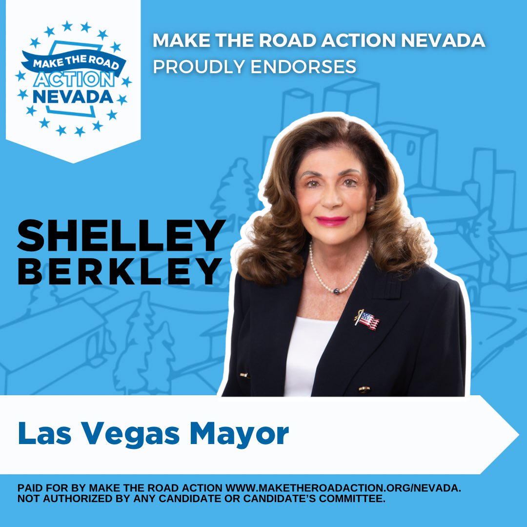 makeroadactNV's tweet photo. We’re happy to announce that we’ve endorsed @Berkley4Mayor for Las Vegas Mayor. She is committed to accessible, safe, and affordable housing and supporting small businesses. Her experience and dedication make her the ideal candidate to lead Las Vegas! https://t.co/qfJgpdJilX