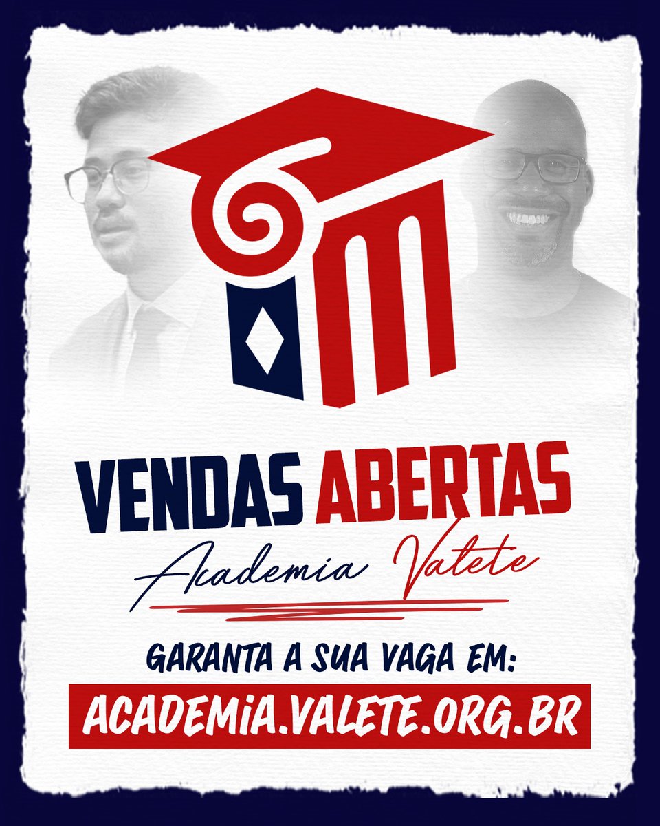 MBLivre's tweet photo. Chegou Sua Hora!

É com grande alegria que anunciamos: as vagas para a Academia Valete estão abertas! Esta é a sua oportunidade de se destacar e se torna referência na sua roda de amigos.

A Academia Valete foi criada para pessoas como você, que enxergam a importância de uma educação sólida e uma liderança eficaz para transformar o futuro do país. Com mais de 3 mil alunos formados, a nossa missão é formar líderes que estarão à frente das mudanças que tanto desejamos.

🎓 O que a Academia Valete oferece:

Aulas ao Vivo com Professores: Dispense tempo aprendendo com gigantes como Paulo Cruz, Ricardo Almeida e Renan Santos.
Conteúdo Premium: Mais de 40 dossiês investigativos, 10 Documentários e filmes originais produzidos pelo MBL.
Comunidade Exclusiva: J�� imaginou um lugar com debates de alto nível, onde você pode expressar sua opinião sem medo e encontrar pessoas que pensam igual a você? Esse lugar é aqui!

📚 Mais Benefícios:

Revista Valete: Receba uma Revista Valete no conforto da sua casa.
Dois Dossiês Todos os Meses: Além de todo conteúdo já produzido, você irá receber todos os meses, dois dossiês investigativos com o melhor conteúdo que você pode imaginar.

A mudança começa com você. Não perca essa oportunidade única!

https://t.co/34kuzapZOm