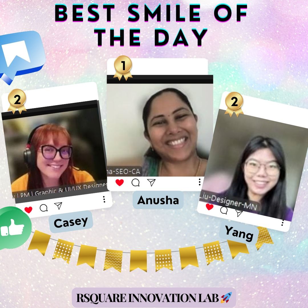rsquaremediany's tweet photo. Mirror, mirror on the wall, the smile of the day contest winners from today's meeting at the innovation lab have been announced. Congratulations to all the winners for their outstanding achievements and contributions. Keep up the excellent work! Keep smiling! #TheInnovationLab https://t.co/HGKU9EWN8I