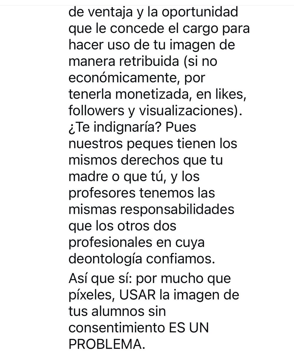 Seguimos sin comprenderlo:

La imagen del alumnado no es un recurso al servicio de los intereses privados de su profesorado.