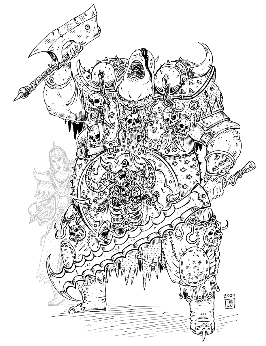 WoodrowRylan's tweet photo. Finished inks on my ogre! Behind lurks a soldier of the kingdom allied to their clan.
#ogre #ogor #warhammer #ageofsigmar #fantasymonster #dnd #dungeonsanddragons #dragonsdogma #warhammertheoldworld #Maneater #ogres #fantasymonster #fantasyrpg #pathfinderrpg #aos #warcraft #wow https://t.co/WqxvHdM5PR
