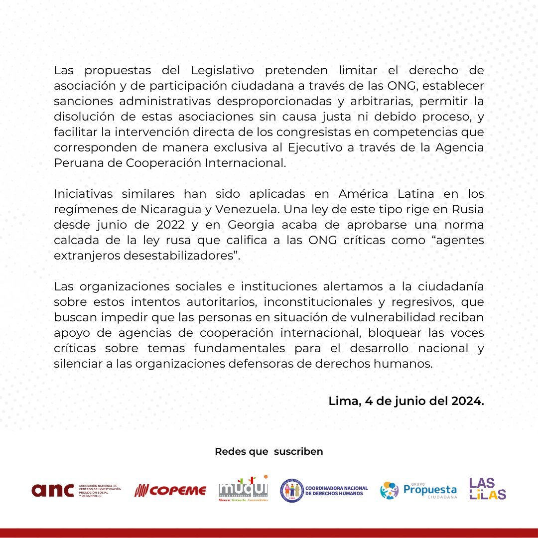 ipsi_pe's tweet photo. Desde el @IpSI_pe alertamos que el @congresoperu pretende afectar la #CooperaciónParaLaDemocracia.   

📌Si estás de acuerdo con la protección de los derechos de asociación y defensa de la democracia, firma la petición 📷 https://t.co/nGAqRQfBuR https://t.co/ISrcf7bqKG