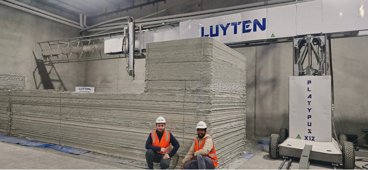 luyten3d's tweet image. LUYTEN Senior Mechanical Engineer Gokul Rama and LUYTEN Co-Founder and CMO Shaun Heap stand proudly beside the recently completed, first-ever two-story 3D concrete printed structure in the Southern Hemisphere.
#print #completed #structuredesign #taketwo