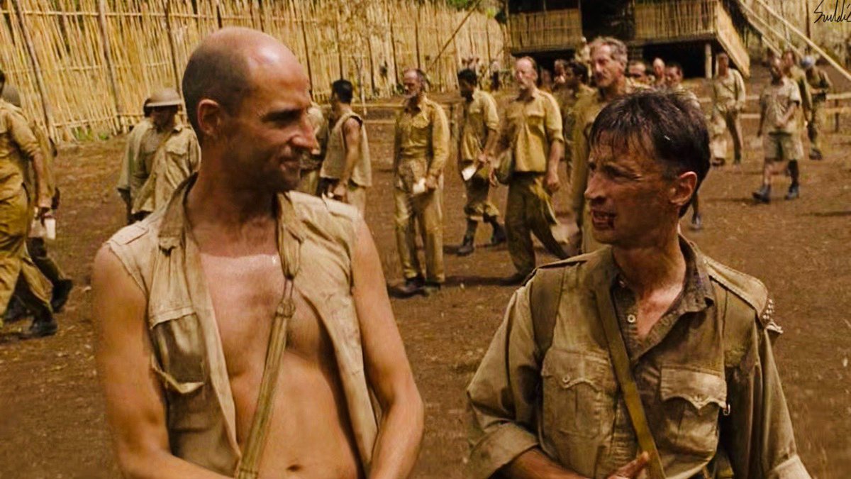 Sruldie's tweet photo. Still shots from the film:
To End All Wars (2001) 🎥🍿🪖
Dir. David L. Cunningham 🎬
Featured are Ciarán McMenamin, Mark Strong, Sakae Kimura, Robert Carlyle and Kiefer Sutherland 🤩
#ToEndAllWars #CiaránMcMenamin #MarkStrong #RobertCarlyle #KieferSutherland #SakaeKimura https://t.co/dWt3Gl3n1u