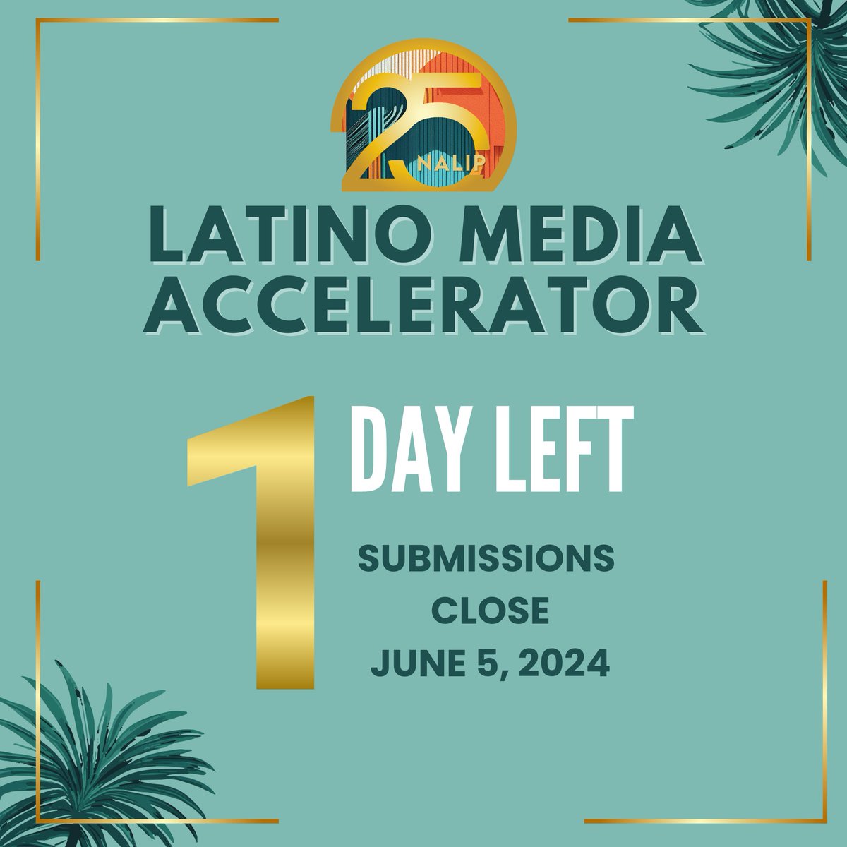 NALIP_org's tweet photo. 1 DAY LEFT to apply to the Latino Media Accelerator! The program is open to creative teams developing episodic projects or their 1st or 2nd feature film projects at any stage of development. Submissions close Wed., June 5th at 11:59 PM PST! 

Apply now: https://t.co/FCQJrn7l6B https://t.co/rnpjw8FYl9