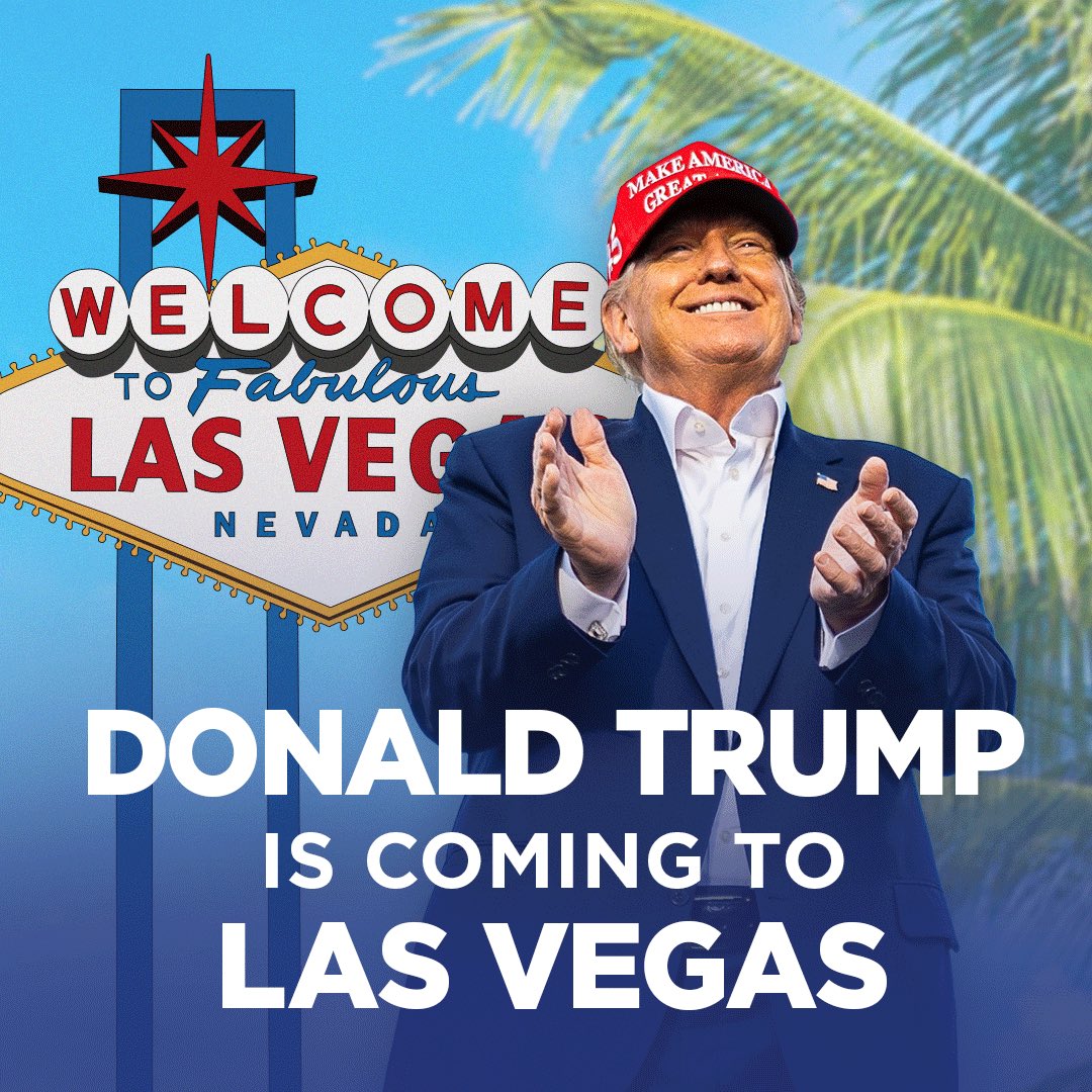 DanScavino's tweet photo. 🗣️LAS VEGAS, NEVADA!
🗓️Sunday, June 9th 
📍Sunset Park!
🕛12:00pmPDT
🎟️https://t.co/Nkfd3B03w8 https://t.co/4hdPe6AcmY