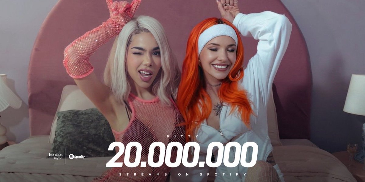 “Kitty” de @KeniaOS y @medicenLaJoaqui ha superado los 20 MILLONES de streams en Spotify, es su canción #35 en lograrlo.