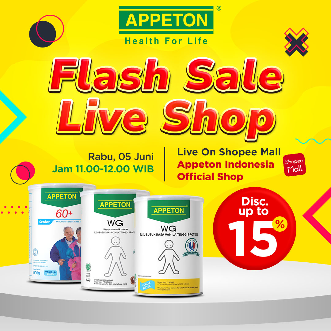 AppetonID's tweet photo. PROMO LIVE 🔥
✨ Appeton Indonesia✨

Sahabat Appeton yang nungguin banget promo untuk check-out barang di keranjang belanjaannya, YUK NONTON DAN DAPATKAN PROMONYA!!

⏰ Pukul 11.00-12.00 WIB
📆 Rabu, 05 Juni 2024

Langsung dari:
✅ Appeton Indonesia Official Shop https://t.co/9MKJbyECJG