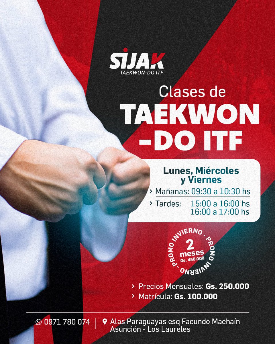 Gente de Twitter! Me lancé a abrir algo que tengo pensando hace muchísimo tiempo!
Clases de Taekwon-Do ITF
📍 Asunción - Los Laureles
La cosa es que necesito alumnos y llegar a más personas!

Se agradece RT para que no muera este sueño 🙌🏼 
Por fa 🙏🏼