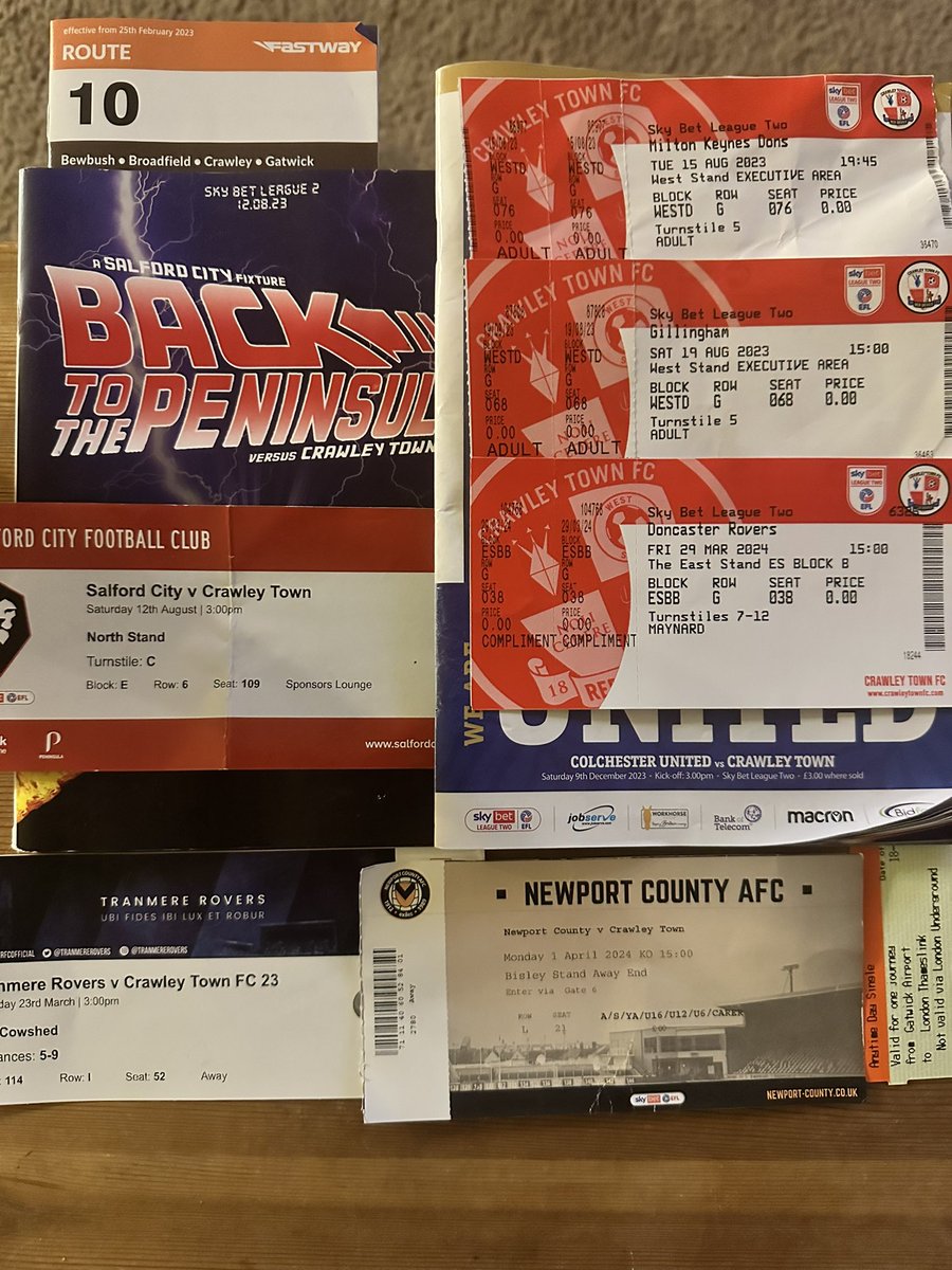 Such a fun season <a href="/crawleytown/">Crawley Town FC</a>! Made it to 8 league matches this year and crossed 4 more grounds off my list. Got to watch with family on <a href="/ESPNPlus/">ESPN+</a> / <a href="/SkySports/">Sky Sports</a> the squad raise a trophy at Wembley. Dreams achieved!

Onto <a href="/SkyBetLeagueOne/">Sky Bet League One</a>