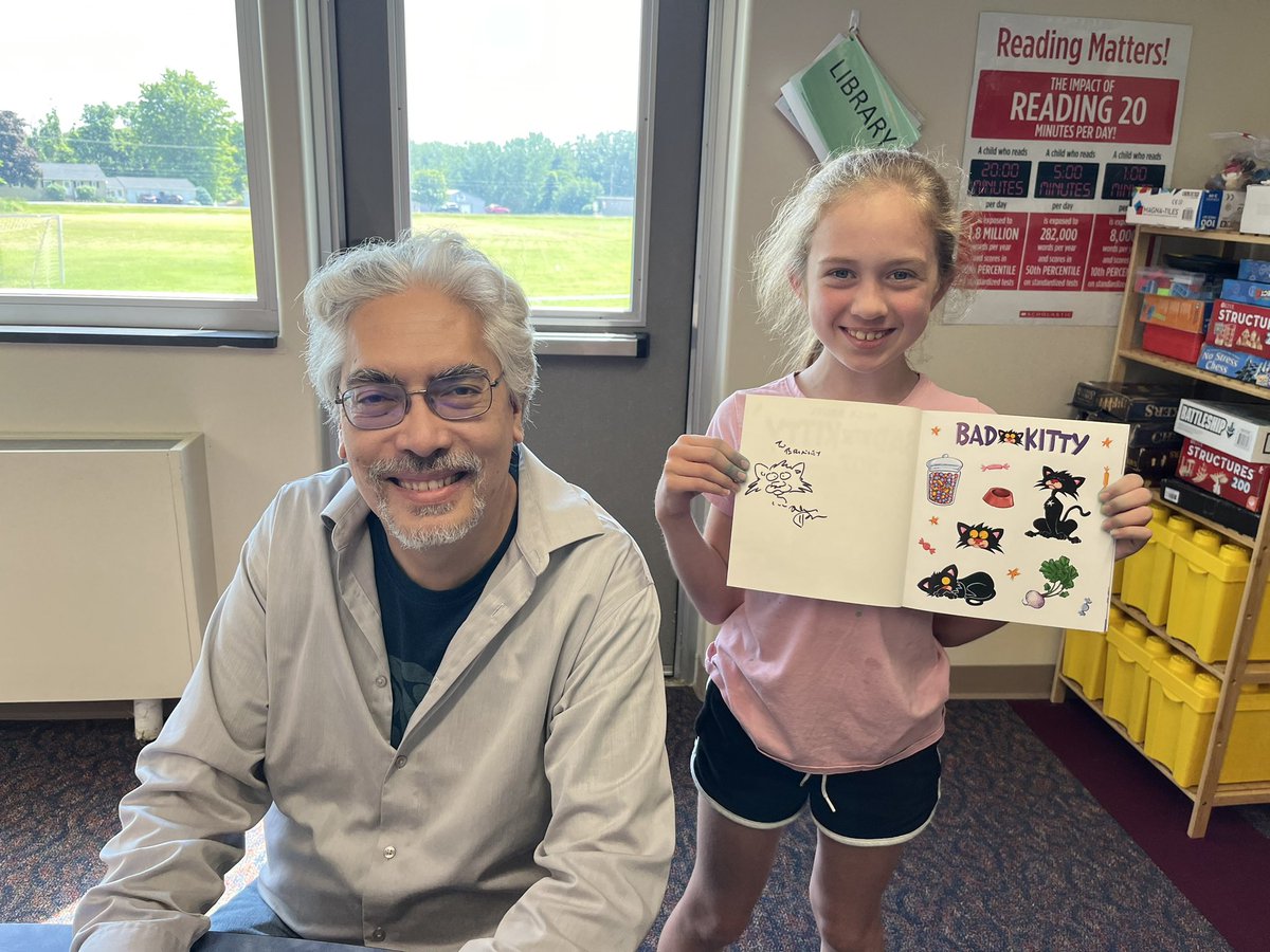 LPlanck910's tweet photo. Thank you @nickbruel for visiting today. Your books will sure be flying off our shelves for awhile now in the #PalmerLibrary https://t.co/hESZ851lJP