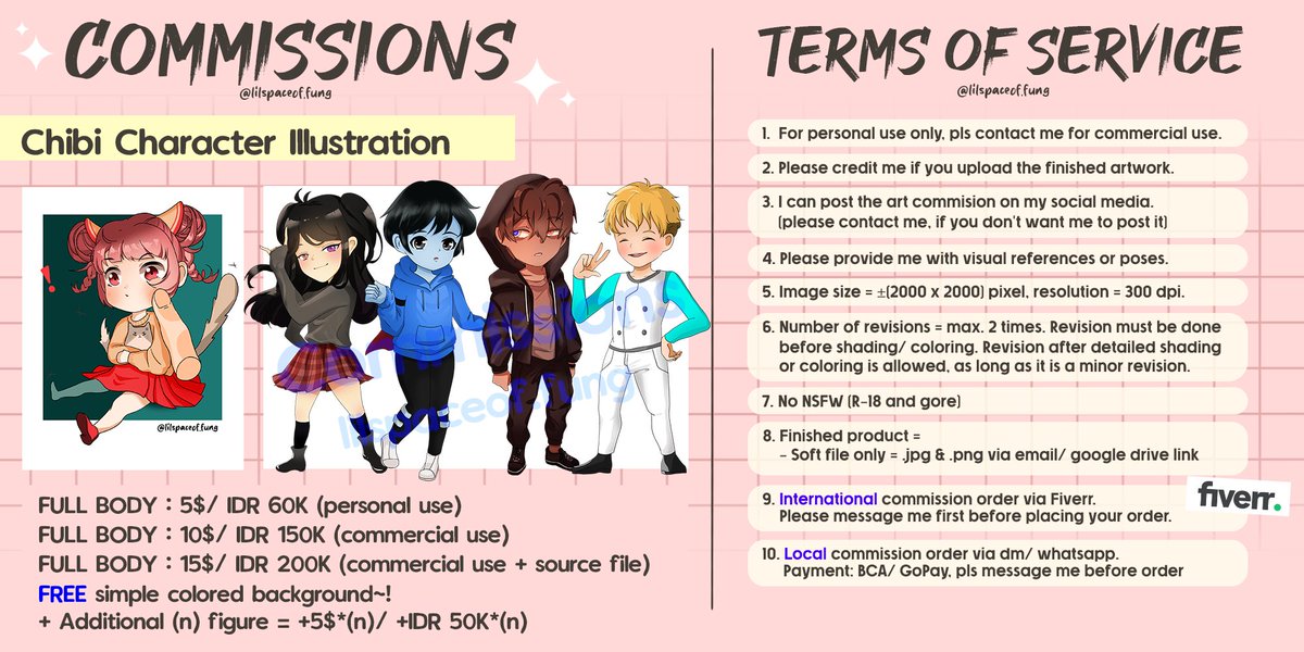 lilspaceoffung's tweet photo. [Commissions open] Chibi Style 🐱
Dm for inquiries! 📩

#commissionsopen #commissions #zonakaryaid #artidn #artistindonesia https://t.co/pDLMr4bEZC