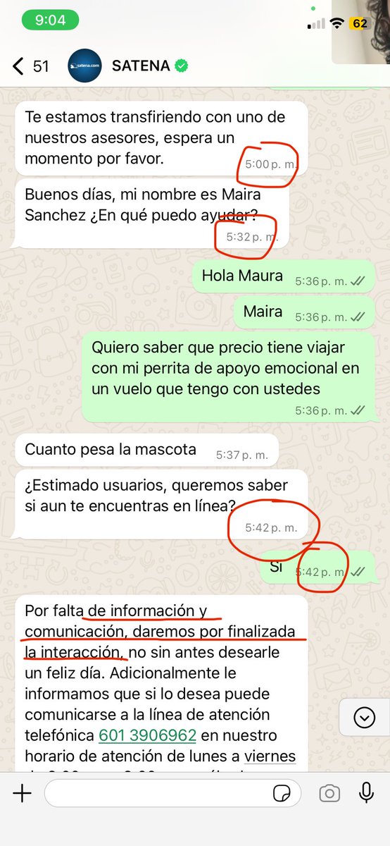 mojitosqueen's tweet photo. La atención al cliente de SATENA? Estoy indignada, ellos se demoran en responder mas de 30min y uno se demora 1 seg, 1 SEGUNDO y finalizan el chat. https://t.co/H1DRqaXusX