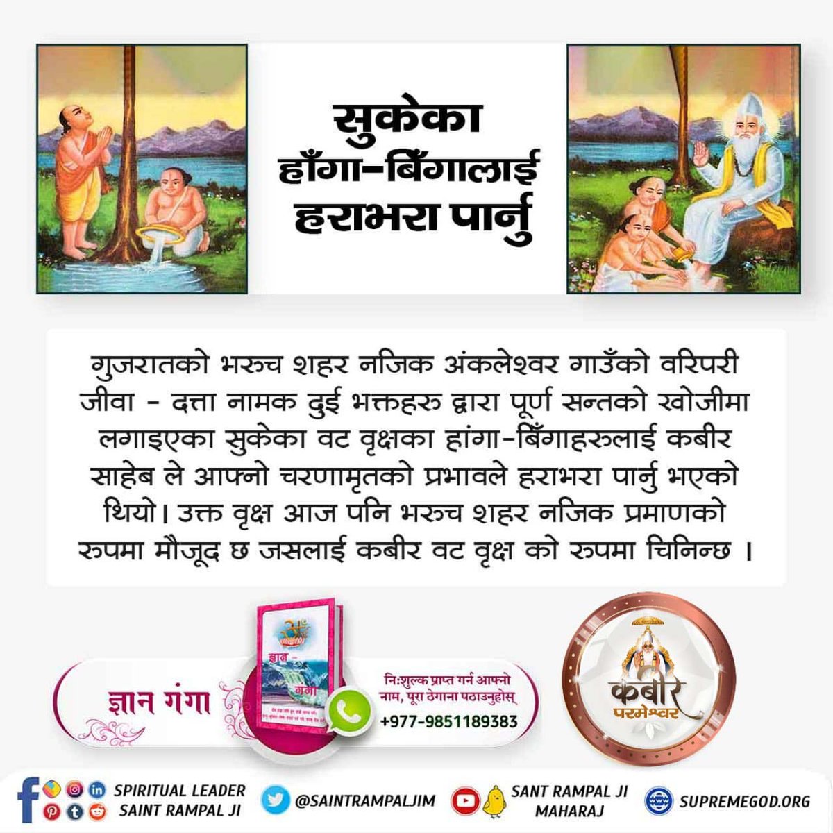 #कबीर_साहेबको_समर्थता 
मृतक शरीरलाई जलाउने, गाड्ने तथा कसैले पानीमा बगाई दिने गर्छन्, एक बग्दै आएको शवलाई कबीर साहेबले जीवित पारेर कमाल नाम राखिदिनु भयो।
God Kabir Prakat Diwas 22June