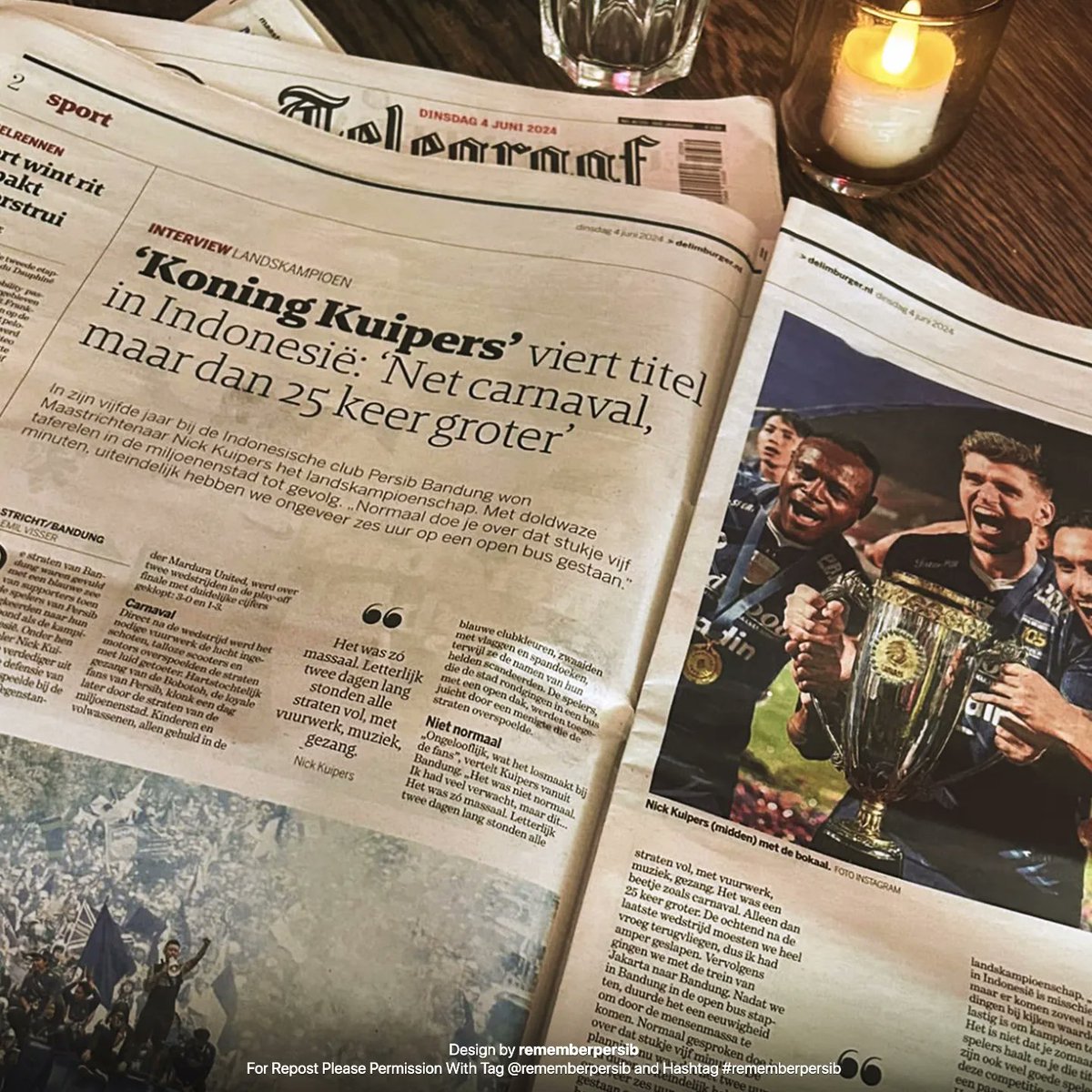 rememberpersib's tweet photo. Selain media italia yang membahas keberhasilan stefano beltrame membawa persib juara, media belanda juga membahas keberhasilan nick kuipers membawa persib meraih gelar juara 🏆🏆🏆 https://t.co/tR0ekYMDL5
