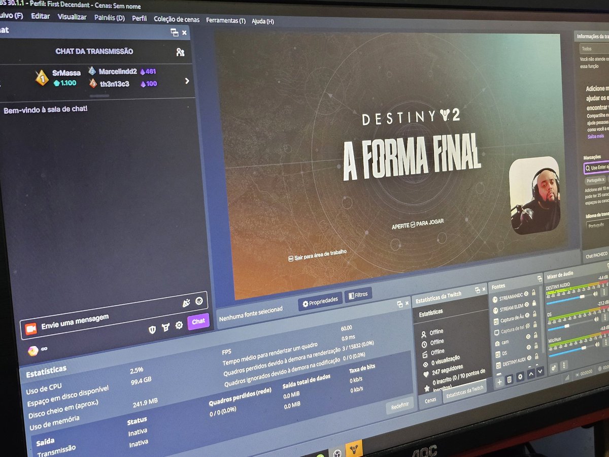 Bora começar essa campanha que já e quase 00:00! 

OBS: Preciso dessa OST... Se na tela inicial a música tá assim... Só QUERO

<a href="/bungie/">Bungie</a> <a href="/destinythegame/">Destiny 2</a> <a href="/destinygamebr/">Destiny 2 BR</a>

#destiny2 #destiny #bungie #bungiedestiny #game #steam #stream #streamer #twitch #twitchstreamer #fps #fpsgames