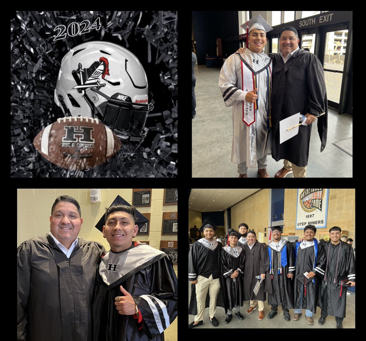 Special day watching these young men graduate. These 8 (and 13 others missing from these pics) embraced me and my staff in January 2023 and helped lead a football resurgence that put us in the playoffs in year 1. They are the foundation of this program and will sorely missed.