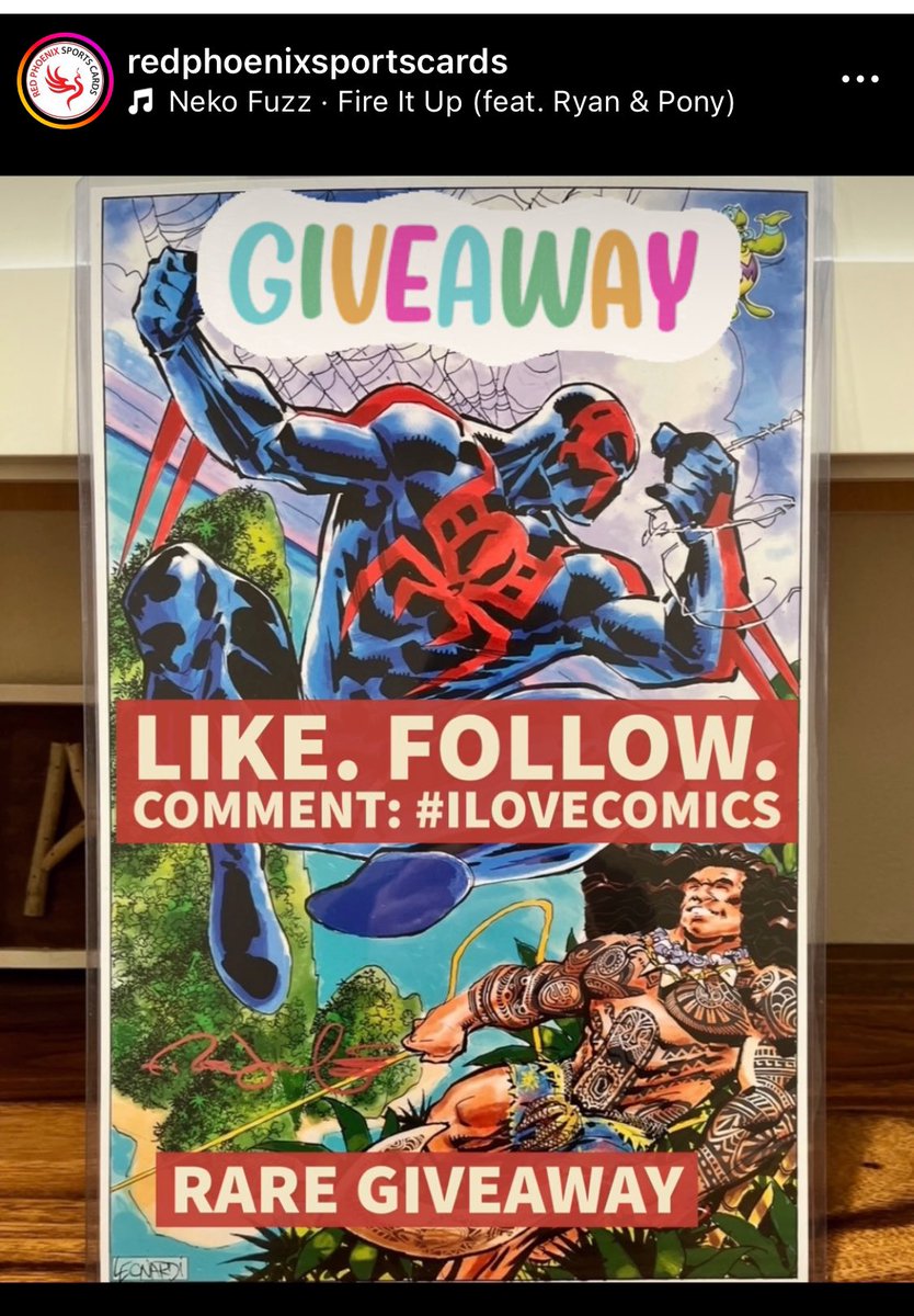 redphoenixcards's tweet photo. If you like your collectibles don’t forget to pop over to our IG account #redphoenixsportscards only 3 days left to this AWESOME #spiderman2099 and #mauimoana print SIGNED by amazing artist Rick Leonardi. It’s beautiful 😍 https://t.co/S7tBAQbCyL