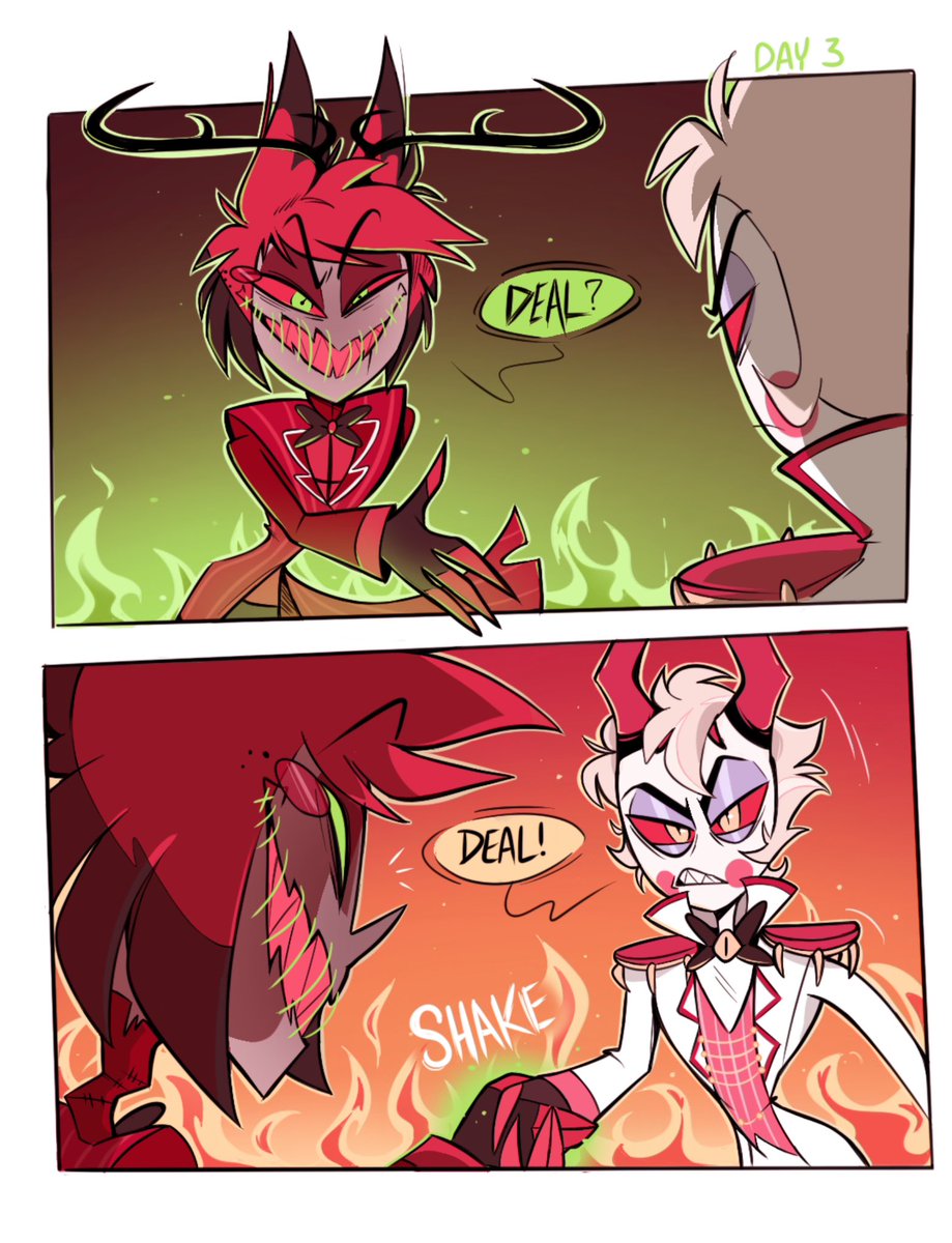 _deetea_'s tweet image. Day 3: Blood/Deal 💛
#radioappleweek 📻🍎✨
#radioapple #hazbinhotel
