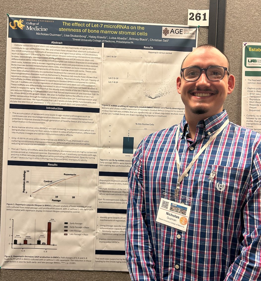 DrexelMCBG (@drexelmcbg) on Twitter photo Nick Guzman <a href="/DrexelBiochem/">Drexel Biochemistry & Molecular Biology</a> student is presenting his thesis work on let-7 microRNAs at AGE 2024 <a href="/americanaging/">American Aging Association</a> 🧬🤩🧬
Nick is working in the lab of Dr. Christian Sell <a href="/DrexelMedicine/">Drexel University College of Medicine</a>
Well done, Nick🎉 Nick Guzman <a href="/DrexelBiochem/">Drexel Biochemistry & Molecular Biology</a> student is presenting his thesis work on let-7 microRNAs at AGE 2024 <a href="/americanaging/">American Aging Association</a> 🧬🤩🧬
Nick is working in the lab of Dr. Christian Sell <a href="/DrexelMedicine/">Drexel University College of Medicine</a>
Well done, Nick🎉
