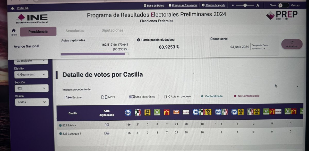 moniknarvaez's tweet photo. @XochitlGalvez En mi casilla pusieron los mismos resultados en el sistema de la básica y la contigua y si hay diferencia… secc 823 Guanajuato Capital https://t.co/9L0vV855RF