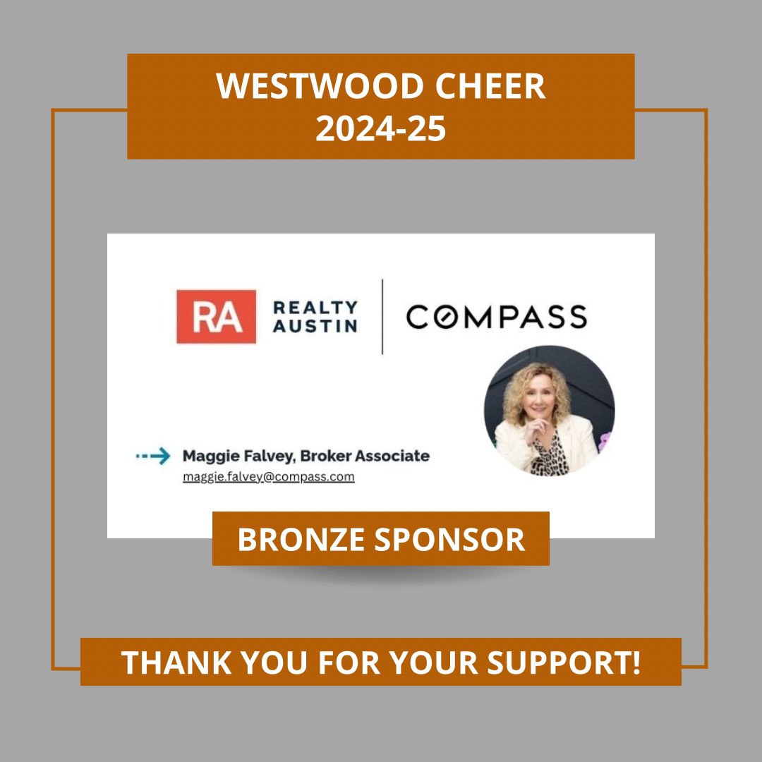 Happy to announce realtor Maggie Falvey as a 2024-25 sponsor for Westwood Cheer! Thank you so much for the support! 🧡