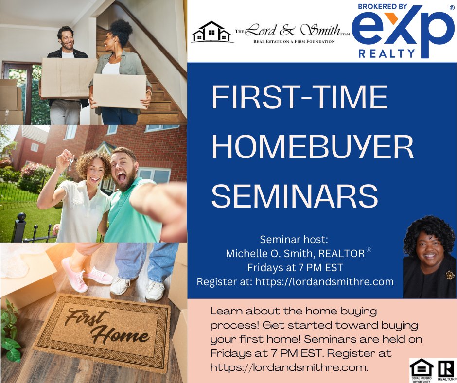 MOSmithRealtor's tweet image. First time homebuyer seminars! Join me Fridays at 7 PM to learn what you need to know about buying a home! Register at lordandsmithre.com