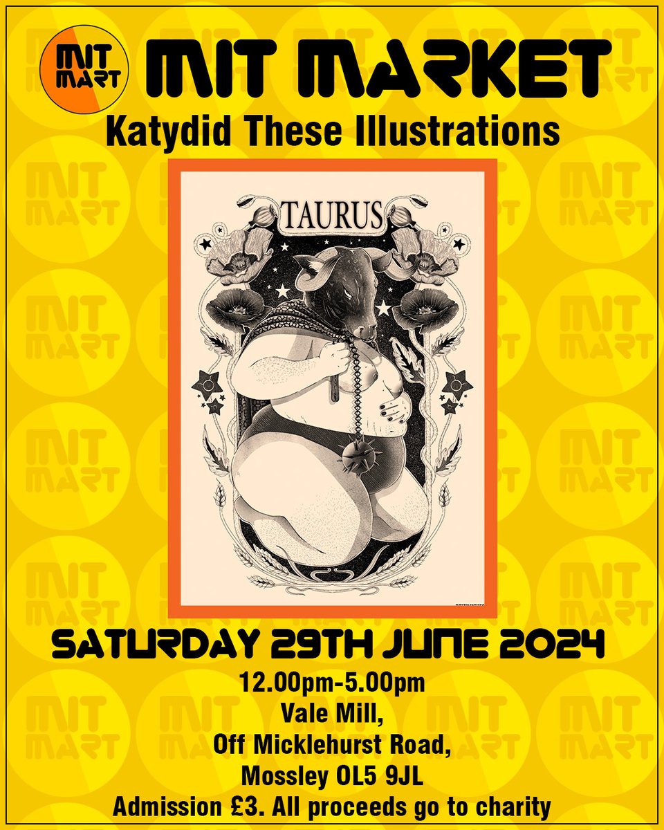 The very talented artist Katydid These Illustrations joins us for their first time trading at mitmarket ... stunning illustrations in full colour or black &amp; white.  #chub #art #starsigns #manchester #fundraiser #tameside #alternativemarket
