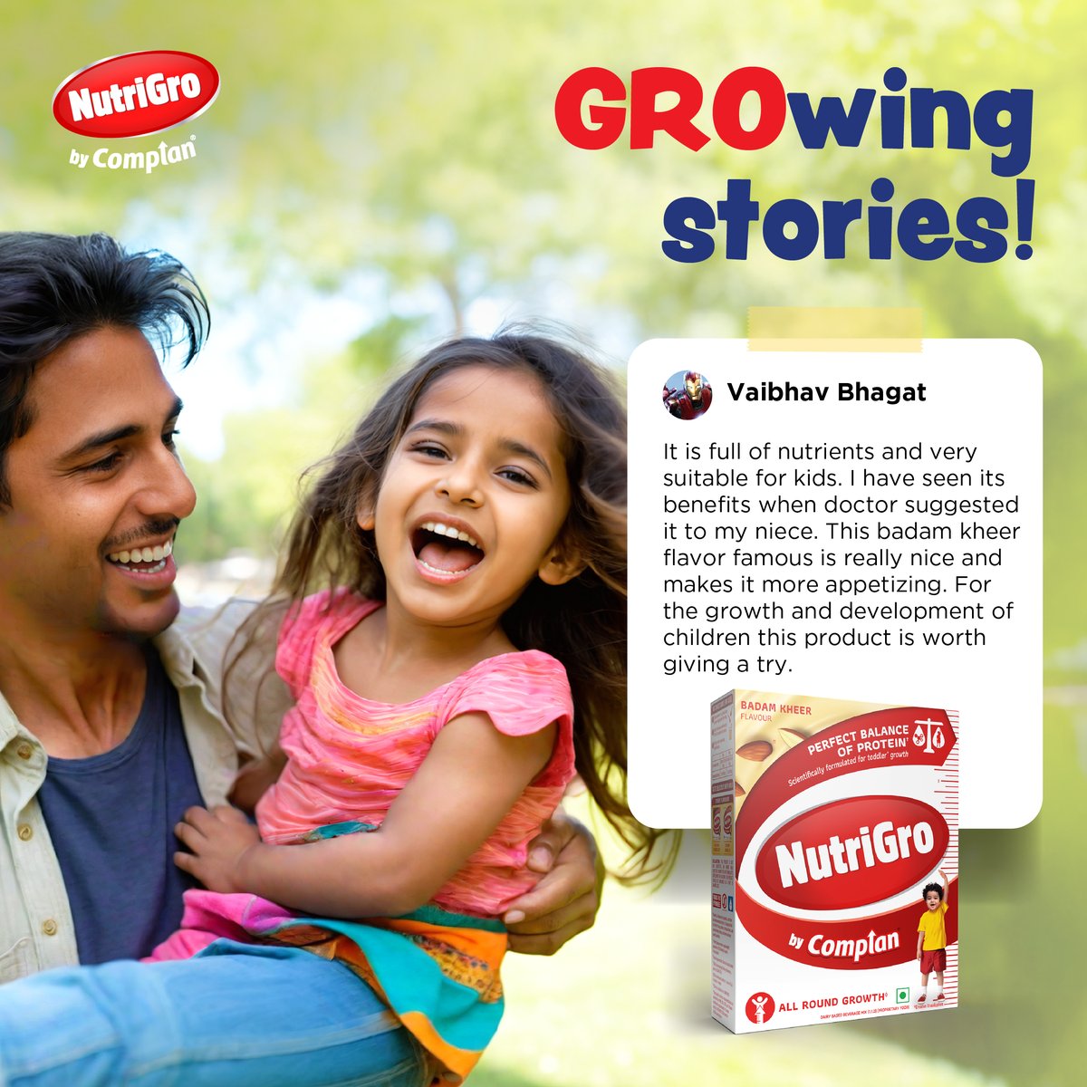NutrigroComplan's tweet photo. 🌟 Here's what Vaibhav Bhagat has to say about Complan Nutrigro🌟

Experience the delicious and nutritious benefits of Complan Nutrigro for your child's growth and development! 🥛💪 

#GrowWithNutrigro
#ComplanNutrigro #HealthyKids #Parenting #Testimonial https://t.co/IPgtVU1d6R